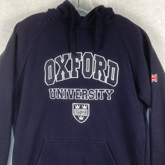Oxford University Official Mens XL Blue Embroidered Velvet Hoodie Pullover UK - Picture 1 of 9